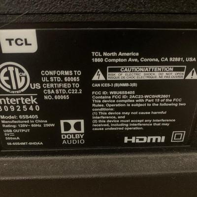 TCL 65â€ Smart TV Model 65S405 Class-Series 4K HDR Roku Smart TV