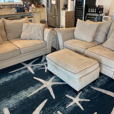 Living Room Set TWO Love Seats and Ottoman