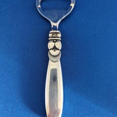 Bottle Opener with Stainless Bowl Cactus (Sterling, 1930) by GEORG JENSEN (DENMARK)
