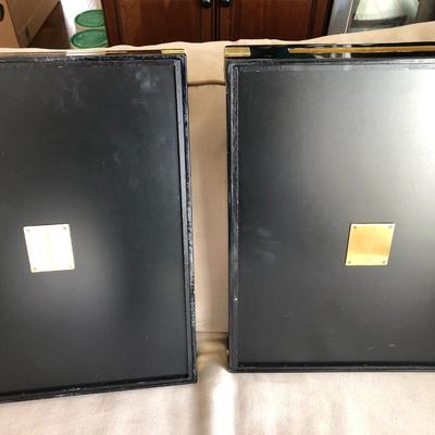 PAIR Altuzarra Lacquered Black & Brass Serving Trays