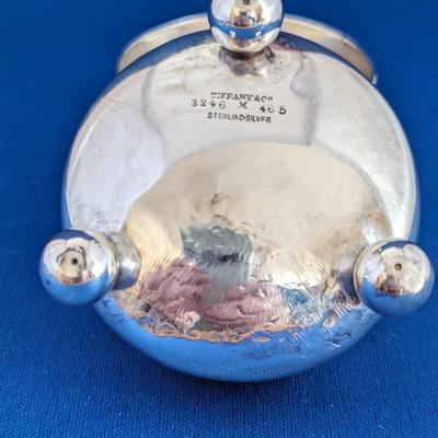 Pair (2) Tiffany & Co Sterling Silver open salt cellars, ball feet with added glass liners 1873-1891