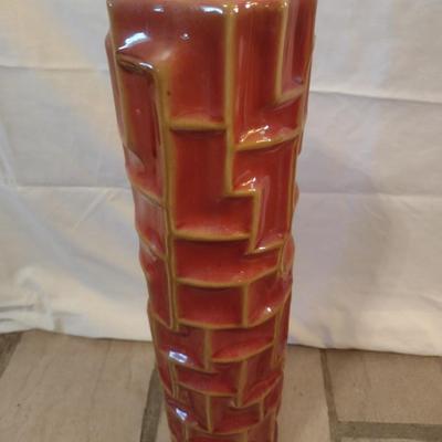 Ceramic Red with Gilt Accents Floor Vase