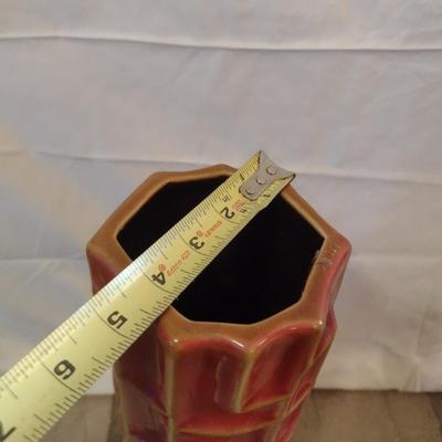 Ceramic Red with Gilt Accents Floor Vase