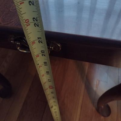 Mahogany Finish Side Table with Faux Drawer