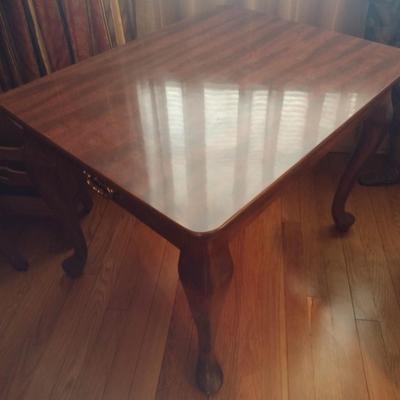 Mahogany Finish Side Table with Faux Drawer