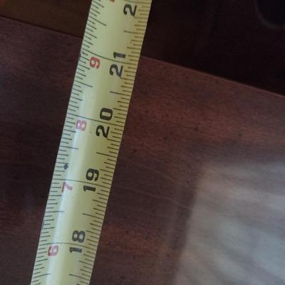 Mahogany Finish Side Table with Faux Drawer