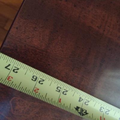 Mahogany Finish Side Table with Faux Drawer