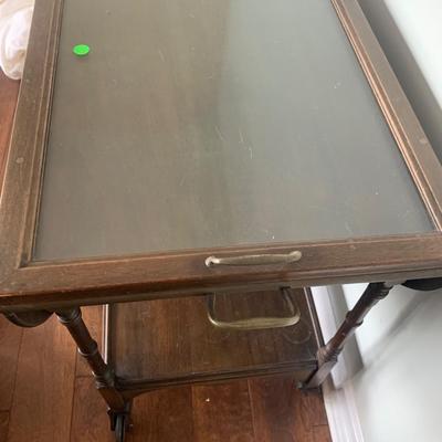 Antique Tea Cart w/Glass Serving Tray