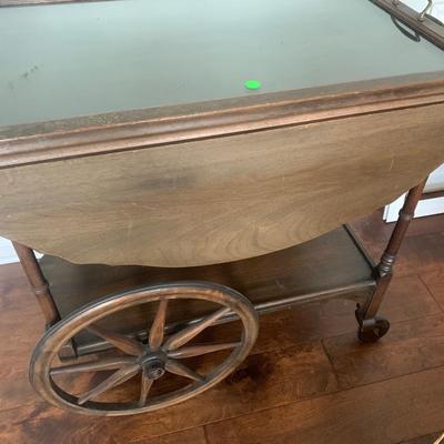 Antique Tea Cart w/Glass Serving Tray