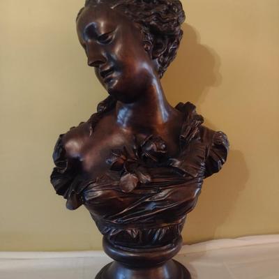 Art Nouveau Style Resin Bronze Bust of Woman