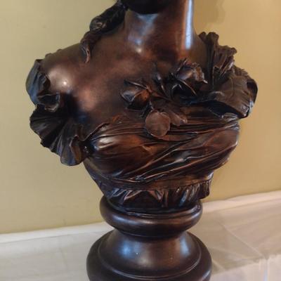Art Nouveau Style Resin Bronze Bust of Woman