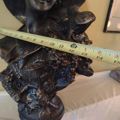 Vintage Bronze Metal Bust 'Lady of the Grape' Lapini Reproduction
