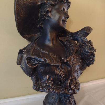 Vintage Bronze Metal Bust 'Lady of the Grape' Lapini Reproduction