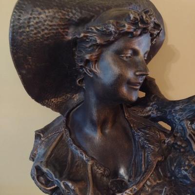 Vintage Bronze Metal Bust 'Lady of the Grape' Lapini Reproduction