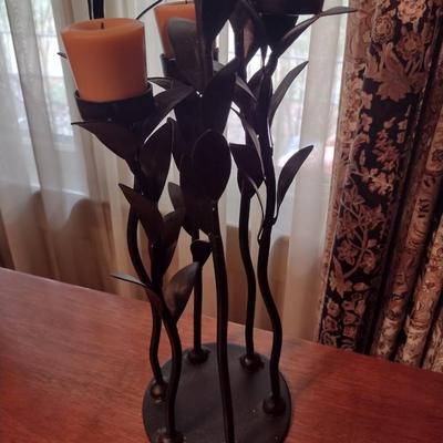 Large Metal Five Stem Candle Holder