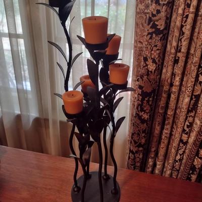 Large Metal Five Stem Candle Holder