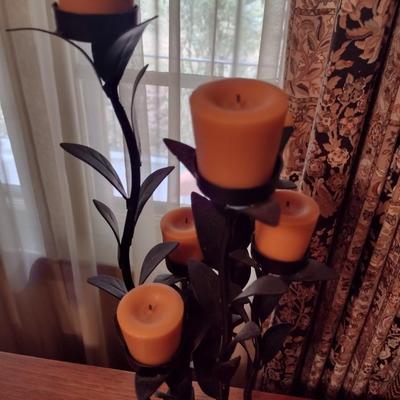 Large Metal Five Stem Candle Holder