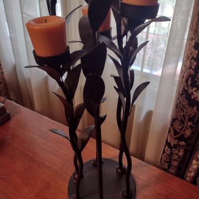 Large Metal Five Stem Candle Holder