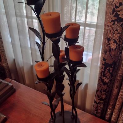 Large Metal Five Stem Candle Holder