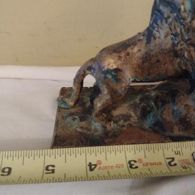 Cast Metal Brass Finish with Patina Accent Lion Bookends