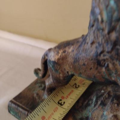 Cast Metal Brass Finish with Patina Accent Lion Bookends