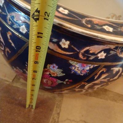 Ceramic Fishbowl Dark Blue Planter Pot