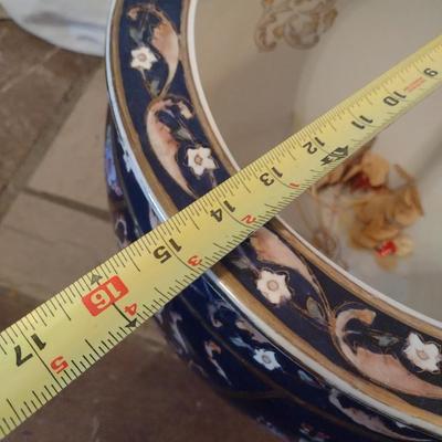 Ceramic Fishbowl Dark Blue Planter Pot