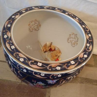 Ceramic Fishbowl Dark Blue Planter Pot