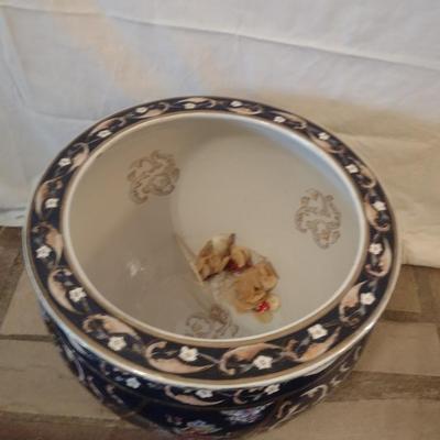 Ceramic Fishbowl Dark Blue Planter Pot