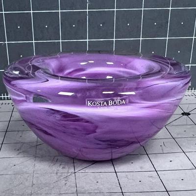 Kosta Boda Hand Blown Glass Bowl / Ashtray -  Purple 