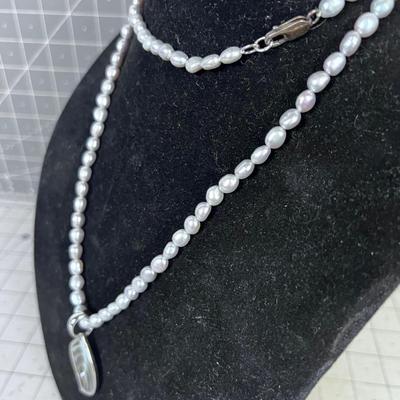 Gorgeous, Gray Fresh water Pearl and Abalone Mother of Pearl Pendant