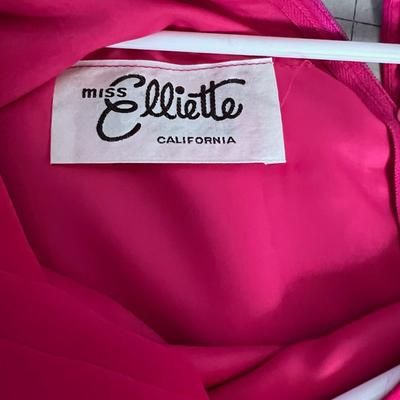 VINTAGE!  MISS ELLIETTE Fuchsia Pink Chiffon Party DRESS with Sash