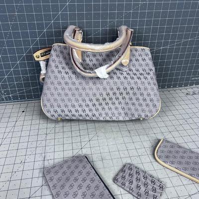 NEW Dooney & Bourke PURSE Gray Taupe with Tan 