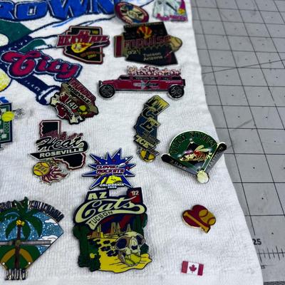 Triple 2005 Triple Crown Park City World Series Bar Towel Covered in Collector Pins. 