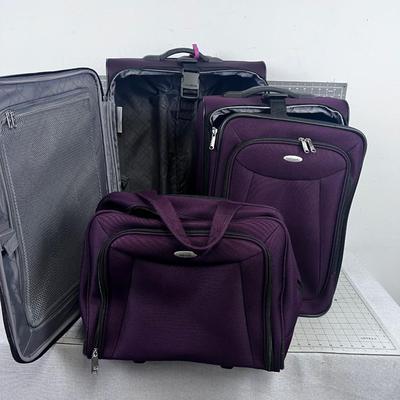 NICE! Luggage BURGUNDY Color LARGE Plus Smaller matching pieces (3) SAMSONITE 
