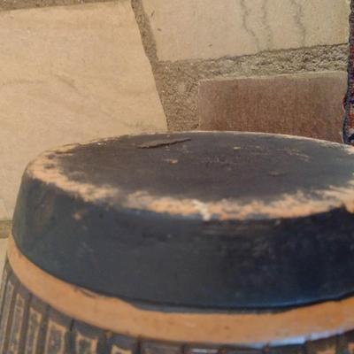 Pottery Floor Vase Detailed with Bamboo Plant