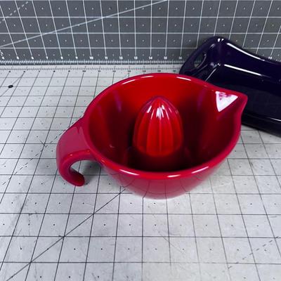 (2) RACHEL RAY - Red Juicer and Purple Mini Tray, Both Ceramic, NEW 