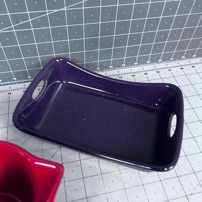 (2) RACHEL RAY - Red Juicer and Purple Mini Tray, Both Ceramic, NEW 