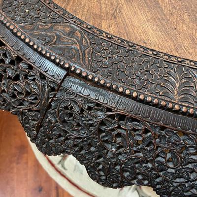 ANGLO - INDIAN Table WOW!!!Fine 19th Century Rosewood Intricately Carved Center Table Dragons Cranes~~