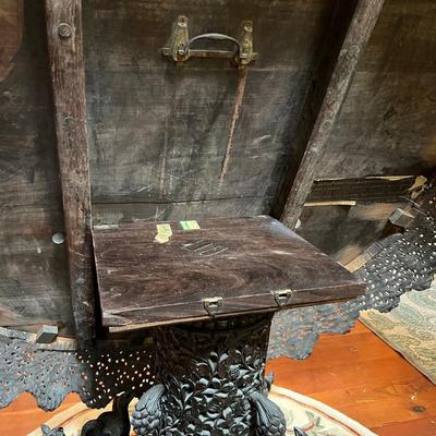 ANGLO - INDIAN Table WOW!!!Fine 19th Century Rosewood Intricately Carved Center Table Dragons Cranes~~