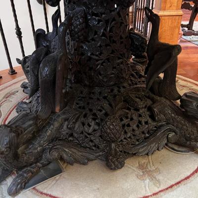 ANGLO - INDIAN Table WOW!!!Fine 19th Century Rosewood Intricately Carved Center Table Dragons Cranes~~