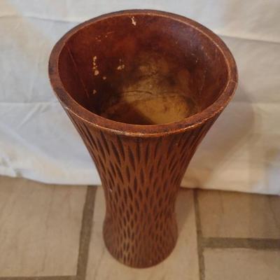 Pottery Floor Vase Ceramic with Wood Grain Finish