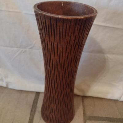 Pottery Floor Vase Ceramic with Wood Grain Finish