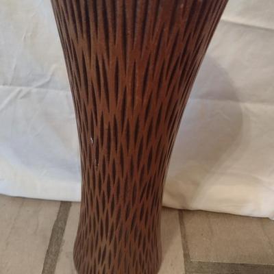 Pottery Floor Vase Ceramic with Wood Grain Finish