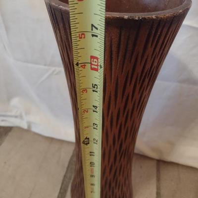 Pottery Floor Vase Ceramic with Wood Grain Finish