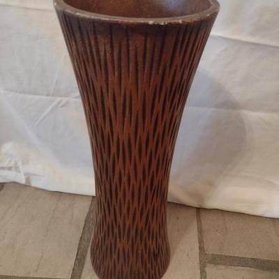 Pottery Floor Vase Ceramic with Wood Grain Finish