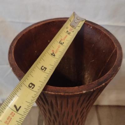 Pottery Floor Vase Ceramic with Wood Grain Finish