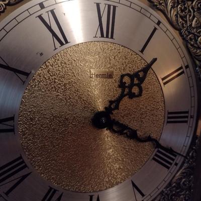 Vintage Hermle Wood Case Grandfather Clock Weight Driven with Pendulum