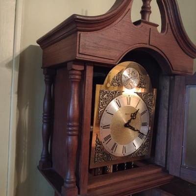 Vintage Hermle Wood Case Grandfather Clock Weight Driven with Pendulum