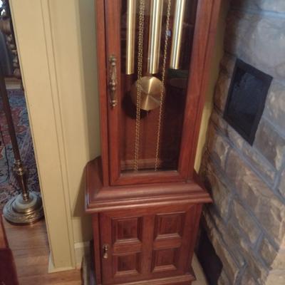 Vintage Hermle Wood Case Grandfather Clock Weight Driven with Pendulum